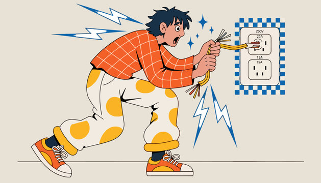 Man shocked by electricity while trying to plug in multiple cords