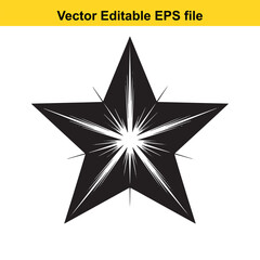 Obraz premium Black Star Icon with Radial Burst Effect - Vector Illustration