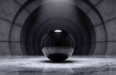 Black Sphere in Tunnel