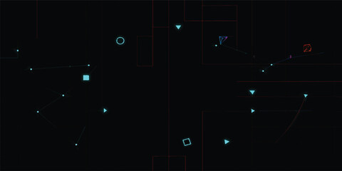 An abstract vector illustration featuring digital 3d motion particles and magic light energy flashes on a dark night background for creative art design © Midul