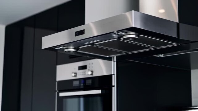 Modern kitchen range hood and oven