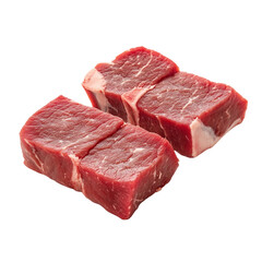 Fototapeta premium Three slices of raw beef meat isolated on transparent background.png