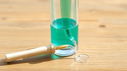 siphon. Hollow reed demonstrating siphon principle with water flowing through. STEM education sheets, lab safety posters, designed for STEM education and laboratory safety posters.