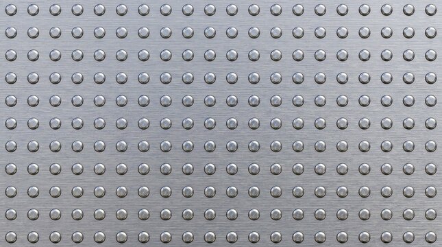 Metal panel with evenly spaced round studs in a geometric pattern across the surface