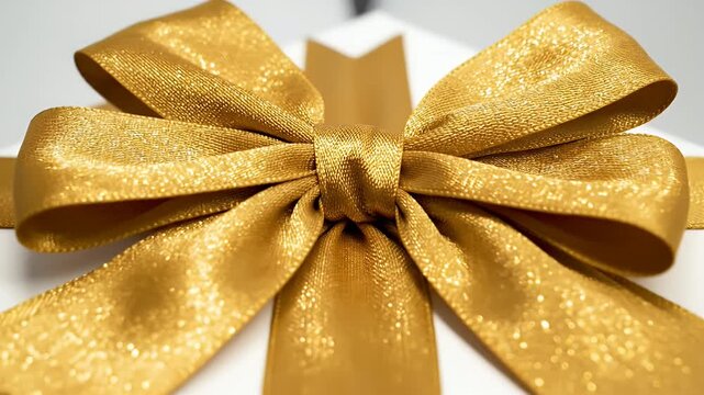 Premium White Gift Box Tied with a Shiny Gold Ribbon Bow for Special Occasions