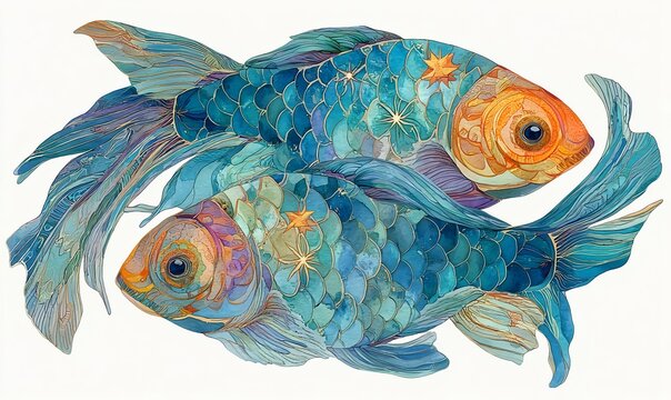 Ornamental zodiac illustration combining mercury retrograde pisces symbolism with a richly layered pisces horoscope artistic framework