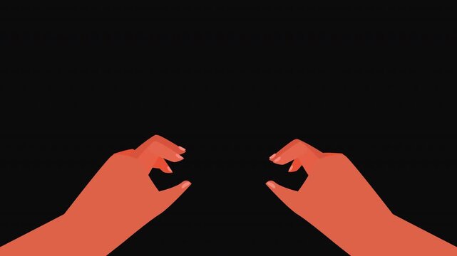 Hands with fingers moving animation with alpha channel, POV walking at night or late night pov for story telling and creative projects, Hands Typing or Moving Fingers, Hands 2D motion graphics. 4K.