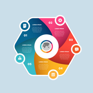 5-step hexagon infographic design template