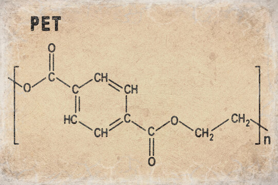 Polyethylene terephthalate or PET Structural chemical formula
