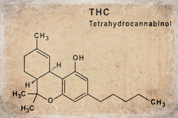 THC Tetrahydrocannabinol Structural chemical formula