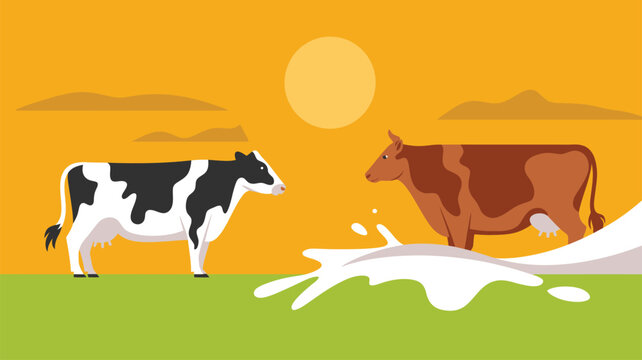 Cows field milk splash sun