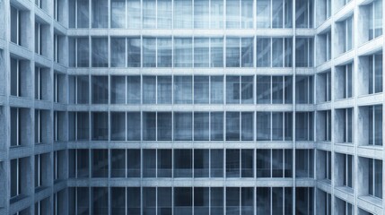 Obraz premium Modern Architectural Facade with Glass Windows and Concrete Structure