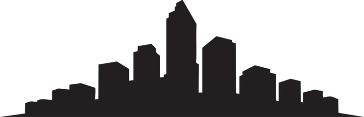 Obraz premium Downtown city skyline silhouette with prominent skyscrapers and modern buildings vector illustration