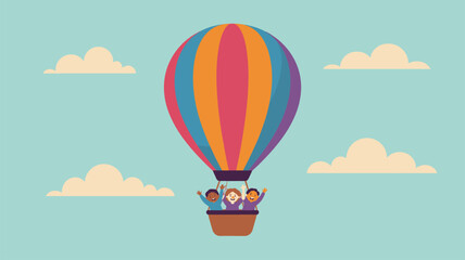 Fototapeta premium Children hot air balloon travel