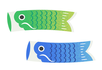 シンプルかわいい鯉のぼり　青色と緑色