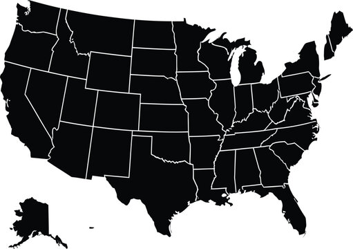 Accurate Real-World Map Silhouette of United States of America
Accurate silhouette map of USA with precise national boundaries. Editable EPS vector illustration ideal for North American geography.