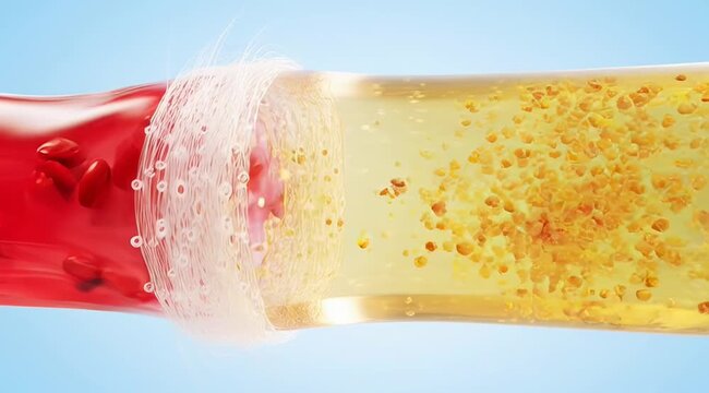 Atherosclerosis in Blood Vessel with Plaque and Red Cells