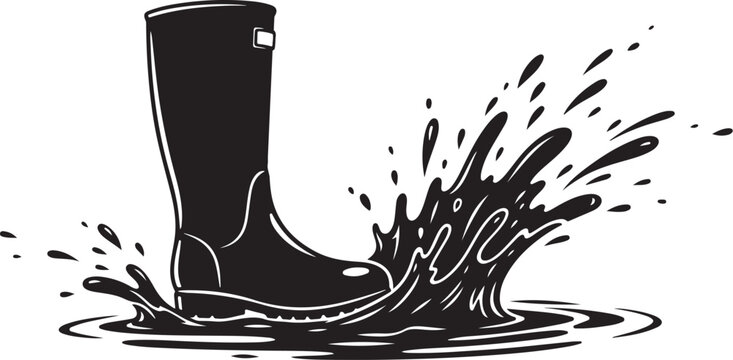 Rubber Boot Splashing in Water with Big Splash Effect