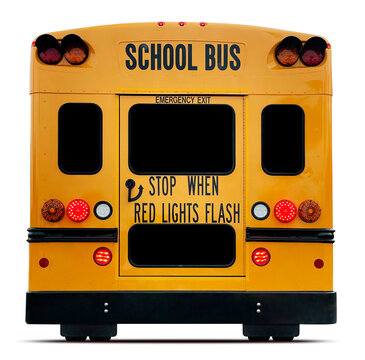 Isolated Back View of School Bus