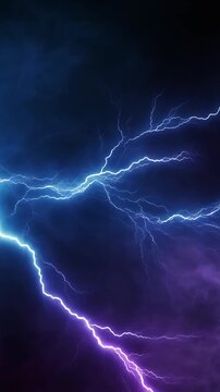 稲妻エネルギーが広がるダークブルー雷背景ループ映像  シネマティック電気プラズマテクスチャ