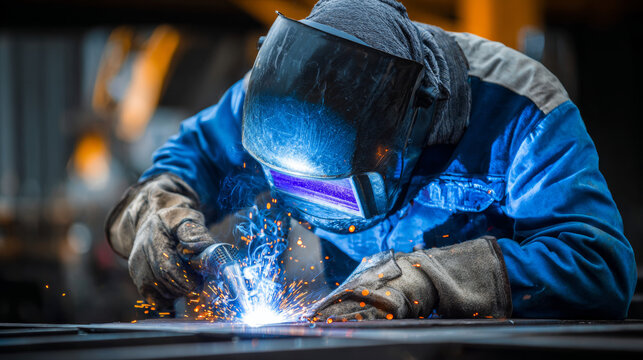 A steel mill worker inspecting continuous casting slab surface defects. Concept of metallurgical quality control.