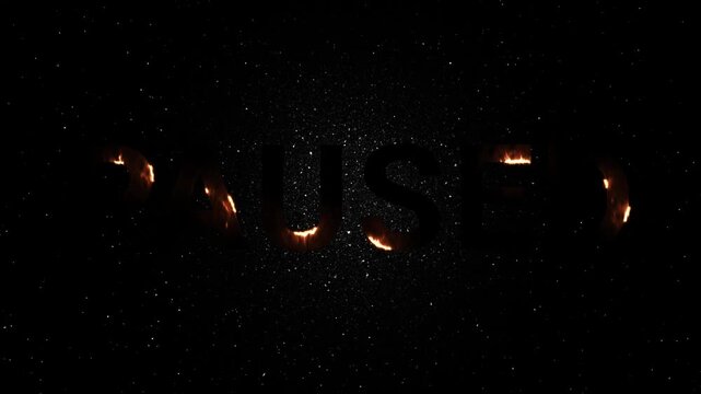 Paused Text Neon Fire Animation - Glowing Energy Word Reveal
