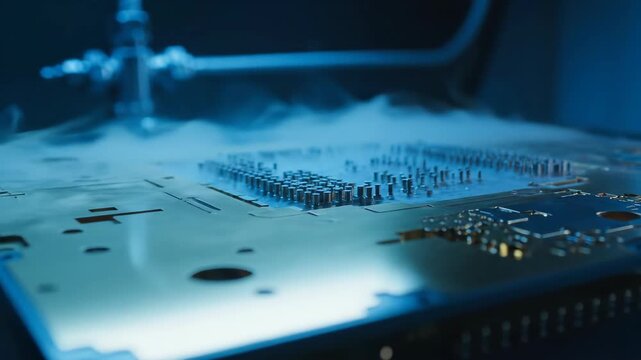 Electronic Device Close Up in Cool Blue Lighting