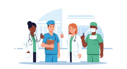 Diverse Medical Professionals Standing Together.