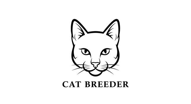Cat Breeder Logo Design with Feline Face.