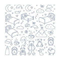 Fototapeta premium dream doodle set vector icon Vector doodle set on a white background