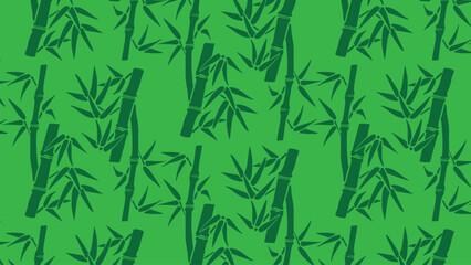 Obraz premium Seamless Green Bamboo Pattern Illustration with Detailed Leaves and Stems