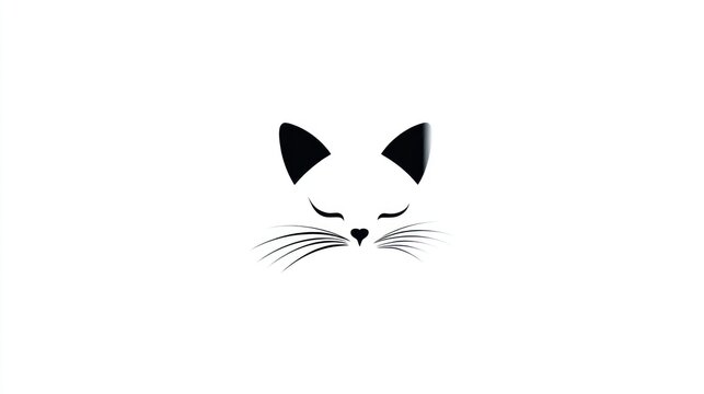 Minimalist cat face logo on white background