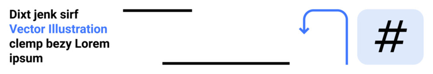 Obraz premium Abstract metadata tag symbol with blue arrow and minimalist text alignment. Ideal for social media, communication, hashtags, digital platforms, content creation, branding, and a simple landing page