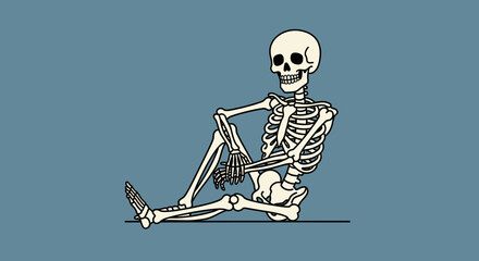 Skeleton Sitting on Floor in Relaxed Pose. © Untung