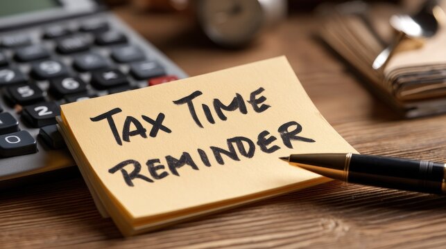 Tax time reminder on sticky note