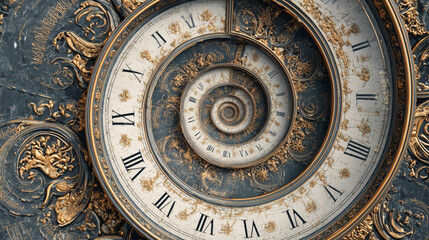 Fototapeta premium Close-up of a Vintage Spiral Clock