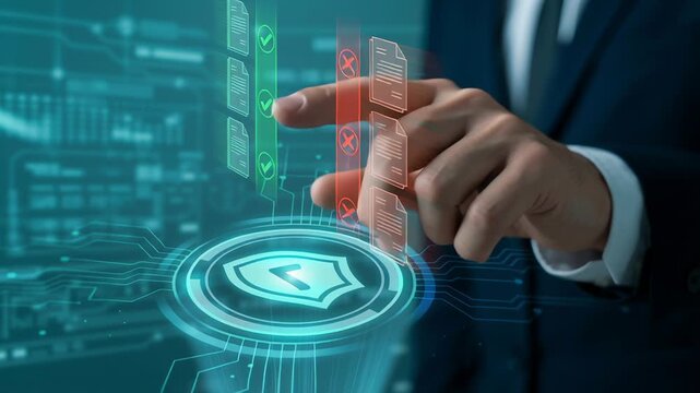 AI technology automates document approval reject detection system with automation hand finger for decision making workflow security error reduction intelligent processing