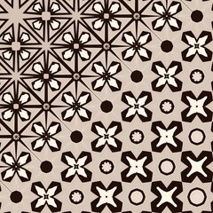 Fototapeta premium A pattern of squares and circles with a black and white color scheme. The squares are in different sizes and the circles are in different sizes and positions