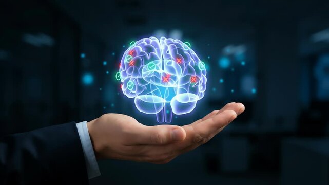 AI technology visualizes digital brain with approval and reject marks symbolizing document detection and system automation for intelligent decision making in AI driven document processing system