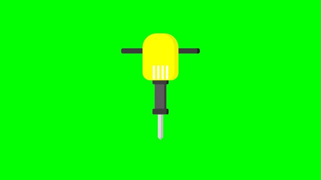 Professional vector animation of a heavy-duty pneumatic jackhammer in action