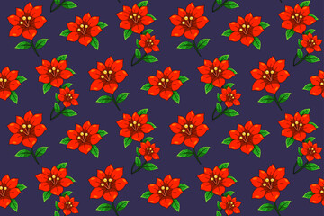 Bold Red Floral Seamless Pattern