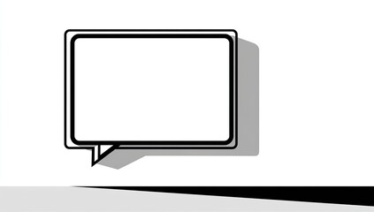 A graphic featuring an empty speech bubble with a drop shadow, against a white background