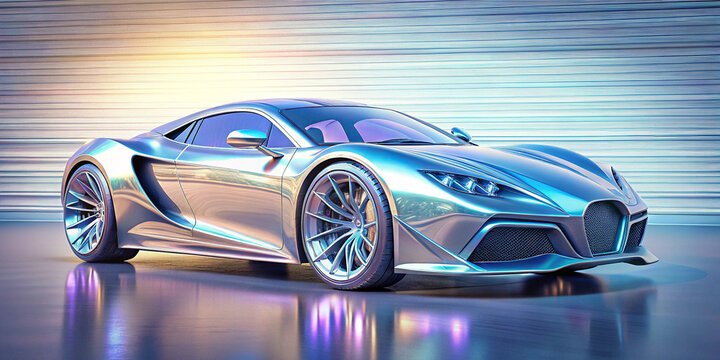 Sleek futuristic silver concept car render with modern aerodynamic design and dramatic lighting