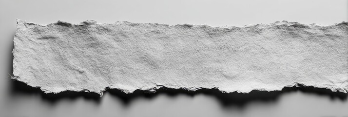 A torn strip of textured white paper with ragged edges, casting a soft shadow