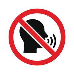 No talking sign with human head silhouette and sound waves