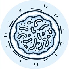 Whimsical cartoon illustration of food on a plate, featuring irregular shapes and textures