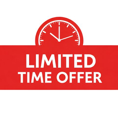 Eye-catching limited time offer promotional banner with clock graphic isolated on transparent background, Vector