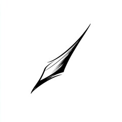 A minimalist black-and-white image of a stylized, sharp, abstract shape