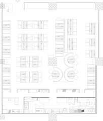 Restaurant Furniture Layout Floor Plan Top View for Interior Design and Architectural Drawing