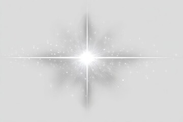 A bright, white burst emanating from a central point, cross-shaped with small scattered lights